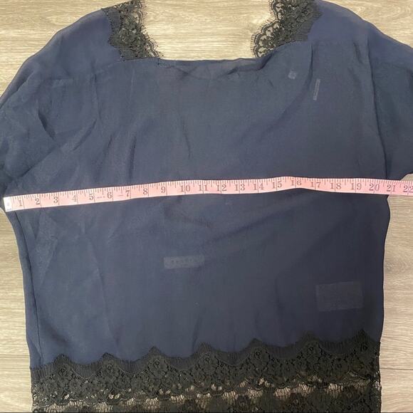Sandro Open Back Lace Top Navy 2 - Picture 4 of 8